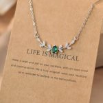 Elegant Copper Leaf & Branch Necklace with Cubic Zirconia – Timeless Beauty for Women