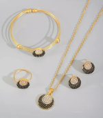 "5-Piece Vintage Jewelry Set 18k gold – Elegant Zinc Alloy with Synthetic Zirconia, Perfect Gift for Any Occasion" - Image 2