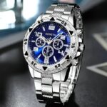 Men’s Sport Quartz Watch – Stylish Blue Dial, Stainless Steel Strap & Case, World Time Feature, Battery-Operated Everyday Wristwatch, Perfect Gift for Valentine’s, Father’s Day, Christmas, Birthdays & More