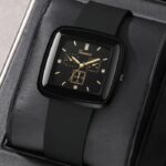 Trendy Quartz Square Watch – Silicone Band, Plastic Case, Battery-Operated with Electronic Drive | Everyday Fashion Watch | Long-Lasting & Comfortable Design