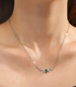 Elegant Copper Leaf & Branch Necklace with Cubic Zirconia – Timeless Beauty for Women - Image 3