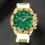 CAYON Men’s Quartz Watch – Golden-Tone Case & Adjustable Band, Stylish Green Dial with Black Hands, Perfect for Everyday Casual or Formal Wear