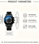 Men’s Vintage Quartz Watch – Classic Round Dial with Stainless Steel Strap (Black) | Stylish & Durable Wristwatch, Perfect Gift for Valentine’s - Image 5