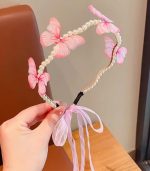 Girls’ Princess Hairband – Elegant Forest Style with Imitation Pearls & Butterfly Design, Birthday Dress-Up Accessory - Image 4