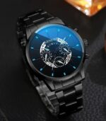 Men’s Vintage Quartz Watch – Classic Round Dial with Stainless Steel Strap (Black) | Stylish & Durable Wristwatch, Perfect Gift for Valentine’s