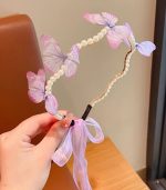 Girls’ Princess Hairband – Elegant Forest Style with Imitation Pearls & Butterfly Design, Birthday Dress-Up Accessory - Image 5