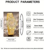 2pcs Women’s Glamorous Quartz Watches with Rhinestone & Gemstone Accents – Heart Bracelet, Digital Display, Ideal for Daily Wear & Gifts - Image 5