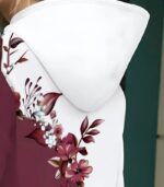 Women’s Gradient Ombre Hoodie – Burgundy & White with Cherry Blossom Print | Elegant Long-Sleeve Sweatshirt for Casual All-Season Wear - Image 6