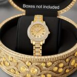 BERGCOZ’s Luxury Golden-Tone Quartz Watch – Elegant Square Bezel Analog Watch with Roman Numerals & -Accented Bracelet