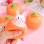Fun Squeeze Bunny Toy – Cute Carrot Head Rabbit Stress Relief Toy for Kids and Adults, Random Color Soft Squishy Toy for Easter and Party Gifts