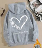 Women’s Snowflake & Heart Print Hoodie – “Faith Hope Love” Back Design | Cozy Long-Sleeve Sweatshirt with Front Pocket | Comfortable All-Season Casual Wear for Women - Image 12