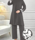 Women’s Embroidered Plant-Pattern Two-Piece Set – Long Sleeve Top & Pants | Elegant Arabic Outfit Without Headscarf - Image 16