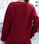 Women’s Rose Floral Fleece Sweater – Thick Winter Warm Round Neck Casual Pullover - Image 14