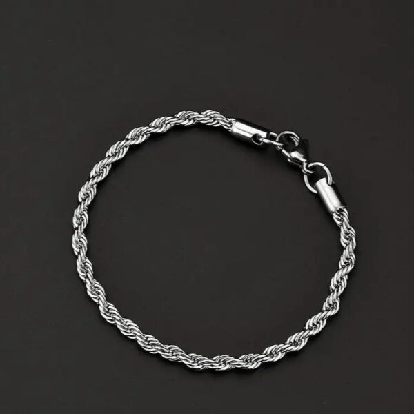 4mm Stainless Steel Twist Rope Chain Bracelet – Unisex Fashion Jewelry Gift