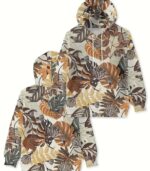 Women’s Oversized Botanical Leaf Print Hoodie – Cozy Full-Zip Hooded Sweatshirt with Earthy Tones | Loose-Fit Casual Outerwear for Fall & Winter - Image 6