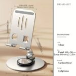 Metal 360-degree Rotatable Foldable Adjustable Phone Holder in Carbon Black for Desktop Live Streaming