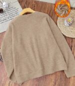 Women’s Beige Floral & Book Print Sweater – Elegant Round-Neck Pullover with Literary-Inspired Design for All Seasons - Image 3