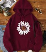 Women’s Daisy Print Hoodie – Cozy Floral Pullover with Kangaroo Pocket | Soft, Long-Sleeve Sweatshirt for Fall & Winter Layering - Image 7
