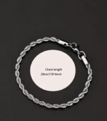 4mm Stainless Steel Twist Rope Chain Bracelet – Unisex Fashion Jewelry Gift - Image 3