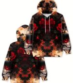 Women’s Dark Floral Hoodie – Soft Pullover Sweatshirt with Elegant Rose Print | Cozy & Stylish Casual Top for Fall and Winter - Image 6