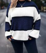 Women’s Plus Size Sweater – Elegant Color-Block Pullover for Effortless Winter Style - Image 4