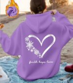 Women’s Snowflake & Heart Print Hoodie – “Faith Hope Love” Back Design | Cozy Long-Sleeve Sweatshirt with Front Pocket | Comfortable All-Season Casual Wear for Women - Image 20