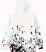 Women’s Floral & Butterfly Print Hoodie – Long Sleeve Pullover with Front Pocket | Soft, Stretchy & Machine-Washable Fabric for Casual Everyday Style - Image 4