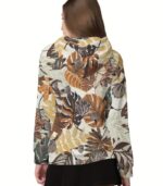 Women’s Oversized Botanical Leaf Print Hoodie – Cozy Full-Zip Hooded Sweatshirt with Earthy Tones | Loose-Fit Casual Outerwear for Fall & Winter - Image 4