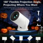 XYA Ultra-HD Smart Mini Projector – 180° Rotatable Portable Home Theater with WiFi 6 & Bluetooth 5.2, Android 12 System, Auto Keystone Correction & Quick Focus – Ultra Bright Projector for PC, TV, Smartphone & Office Presentations