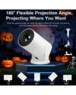 XYA Ultra-HD Smart Mini Projector – 180° Rotatable Portable Home Theater with WiFi 6 & Bluetooth 5.2, Android 12 System, Auto Keystone Correction & Quick Focus – Ultra Bright Projector for PC, TV, Smartphone & Office Presentations