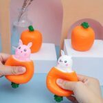 Fun Squeeze Bunny Toy – Cute Carrot Head Rabbit Stress Relief Toy for Kids and Adults, Random Color Soft Squishy Toy for Easter and Party Gifts
