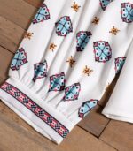 Women’s Ethnic Floral V-Neck Blouse – Lantern Sleeves, Lightweight Fabric & Casual Vacation Style | All-Season Elegant Top - Image 3