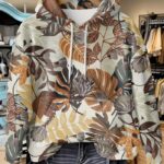 Women’s Oversized Botanical Leaf Print Hoodie – Cozy Full-Zip Hooded Sweatshirt with Earthy Tones | Loose-Fit Casual Outerwear for Fall & Winter