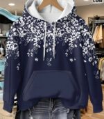 Women’s Floral Pattern Hoodie – Stylish Long-Sleeve Pullover with Drawstring Hood & Front Pockets | Soft, Casual & Machine-Washable Sweatshirt for Spring and Fall