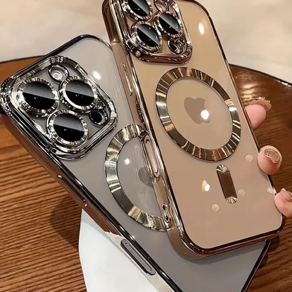 Luxury Magnetic Clear Phone Case – Plating Acrylic Cover for iPhone 16, 15, 14, 13, 12, 11 Pro Max, Plus Series