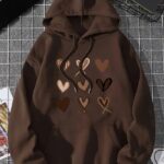 Women’s Coffee Brown Hooded Sweatshirt – Cozy Loose-Fit Hoodie with Front Pocket & Drawstring Hood for Autumn/Winter