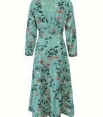 Women’s Elegant Floral Maxi Dress – Black with Red Flower Design, Lace-Up Front & Long Sleeves | Modest, Breathable & Stylish Outfit for All Seasons - Image 8