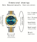 Men’s Luxury Luminous Stainless Steel Analog Watch – Golden Bezel, Blue Dial, Quartz Precision & Business Elegance - Image 7