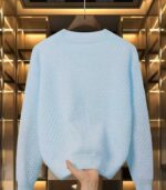 Women’s Blue Winter Sweater – Soft Slim-Fit Pullover with Leaf Pattern for Cozy Seasonal Style - Image 8