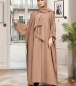 Elegant Open Front Abaya for Women – Solid Color Moroccan & Turkish Style | Lightweight Islamic Dress for Everyday & Special Occasions - Image 13