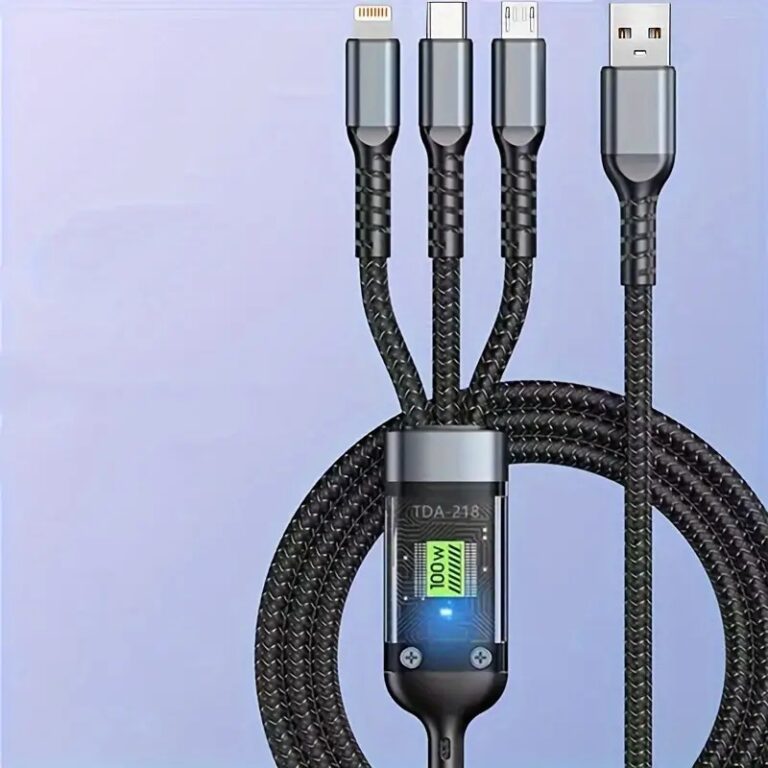 100W 3-in-1 Fast Charging Cable – Super-Speed USB-C, Micro-USB & Lightning Charger