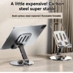 Metal 360-degree Rotatable Foldable Adjustable Phone Holder in Carbon Black for Desktop Live Streaming