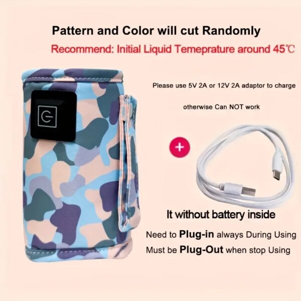 USB Baby Bottle Warmer – Portable Electric Feeding Bottle Heater with Adjustable Temperature, USB Powered Travel Bottle Warmer