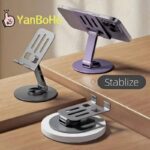 Metal 360-degree Rotatable Foldable Adjustable Phone Holder in Carbon Black for Desktop Live Streaming