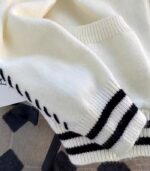 Women’s Navy & White Color-Block Cardigan – V-Neck Sweater Jacket with Tie-Front and Button Closure, Long-Sleeve Cozy Layer for Fall and Winter - Image 10