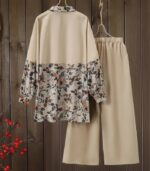 Women’s Plus Size Patchwork Print Two-Piece Set – Elegant Long-Sleeve Top and Loose Pants Outfit for Autumn, Perfect for Casual Outings, Dates, or Relaxed Home Wear - Image 3