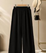 Women’s Black and White Striped Two-Piece Set – Casual Long Sleeve Printed Blouse with Straight Pants, Comfortable All-Season Outfit Made from Soft Polyester Fabric - Image 4