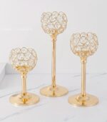 Elegant Gold-Plated Crystal Candlesticks – Floor Standing Candle Holders for Wedding, Hotel & Home Decor - Image 2