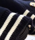 Women’s Navy & White Color-Block Cardigan – V-Neck Sweater Jacket with Tie-Front and Button Closure, Long-Sleeve Cozy Layer for Fall and Winter - Image 5