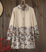 Women’s Plus Size Printed Patchwork Two-Piece Set – Long Sleeve Top & Loose Pants - Image 4